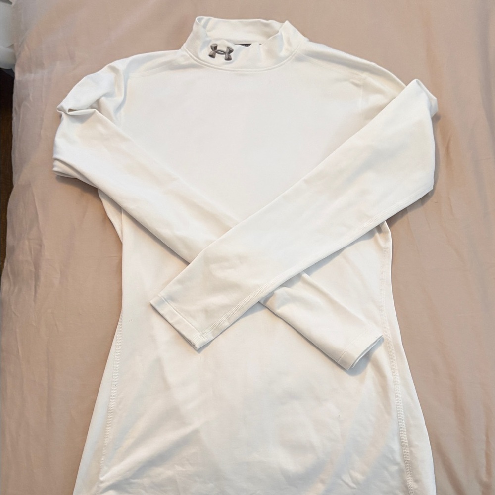 Under Armour White Fitted Long Sleeve